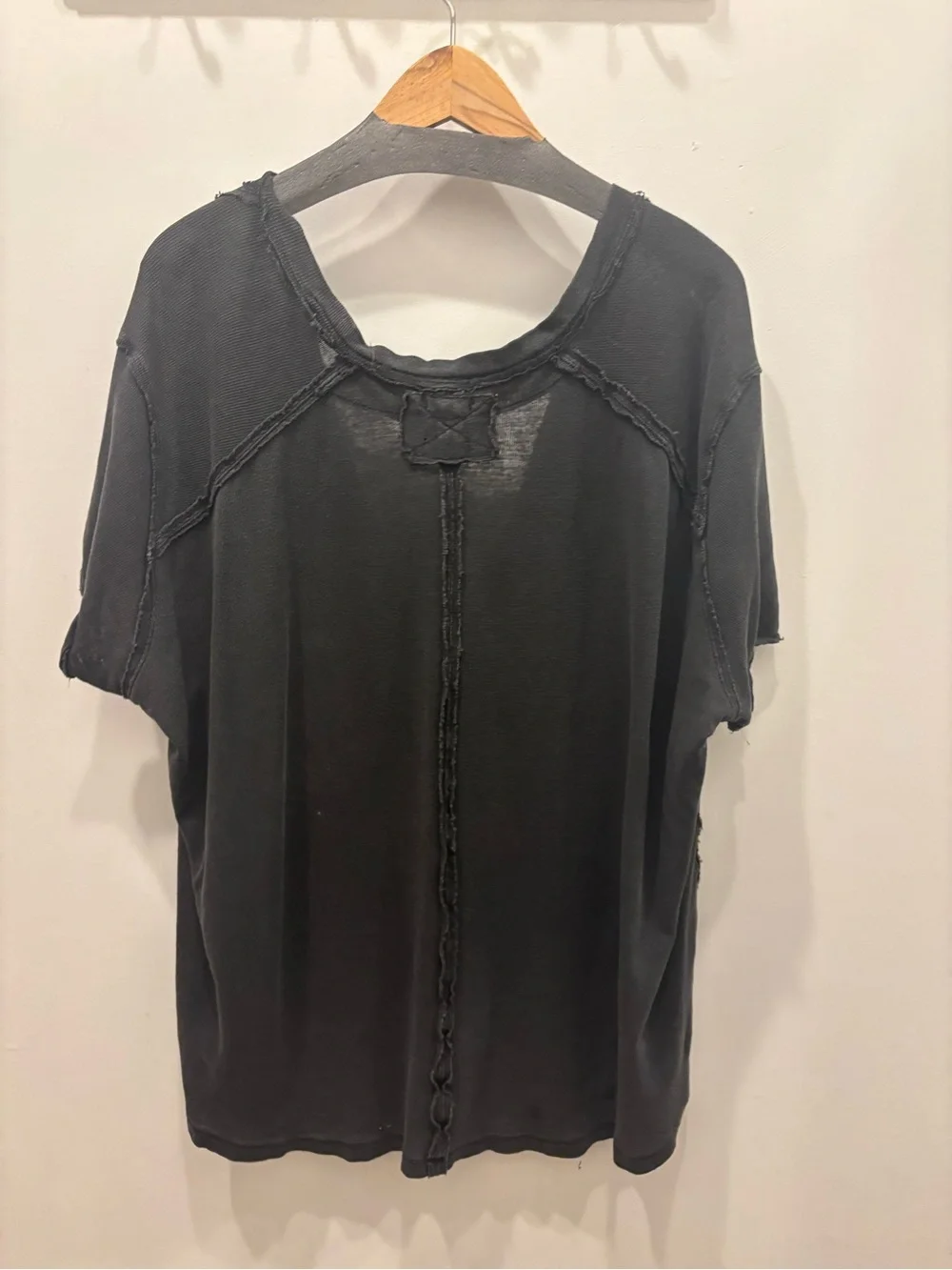 Free People x Tricia Fix Black Tee with Mint Heart Applique